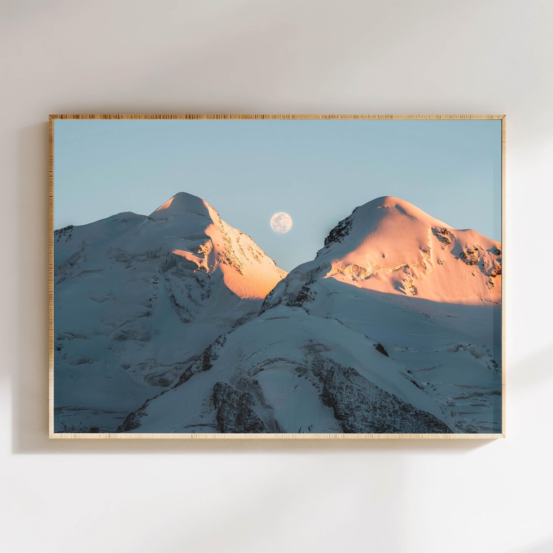 Castor And Pollux Twin Snow Peaks With Moonrise Monte Rosa Alps Poster