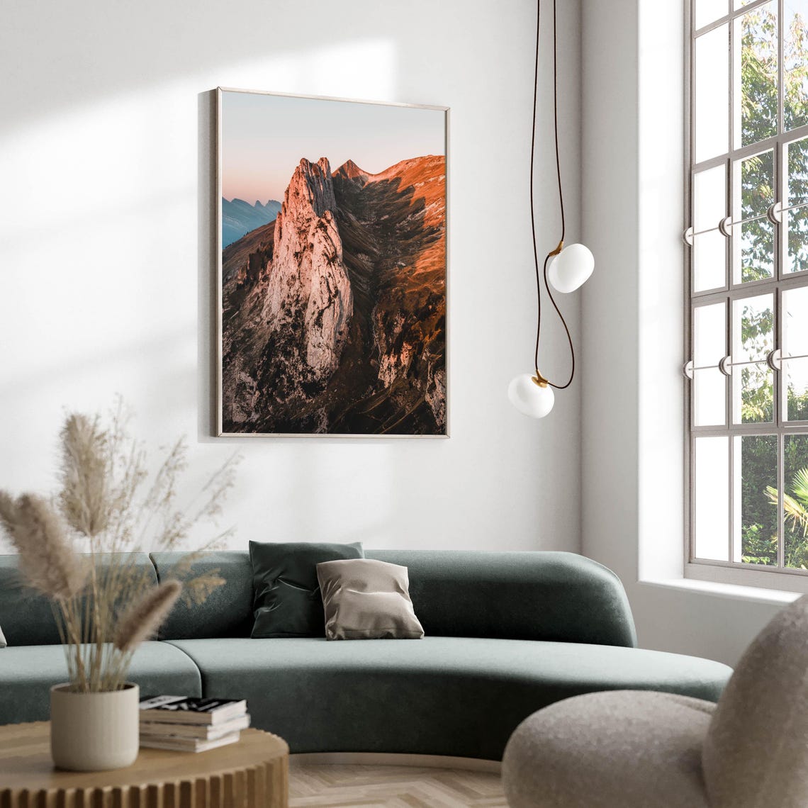 Jagged Alpine Ridgeline Warm Sunset Glow Rocky Summit Peak Poster - Image 2