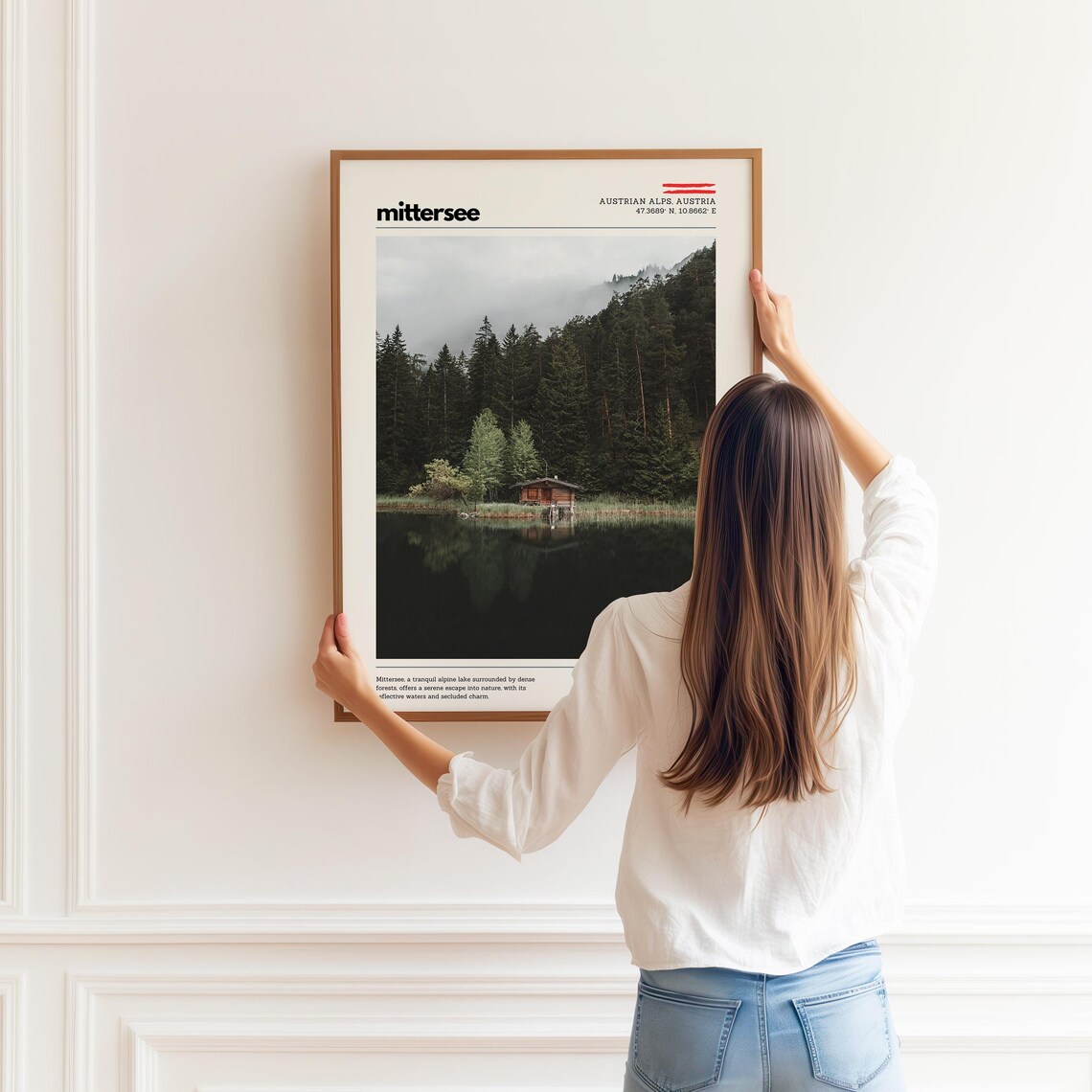Mittersee Austrian Alps Misty Lake Forest Boathouse Photo Poster