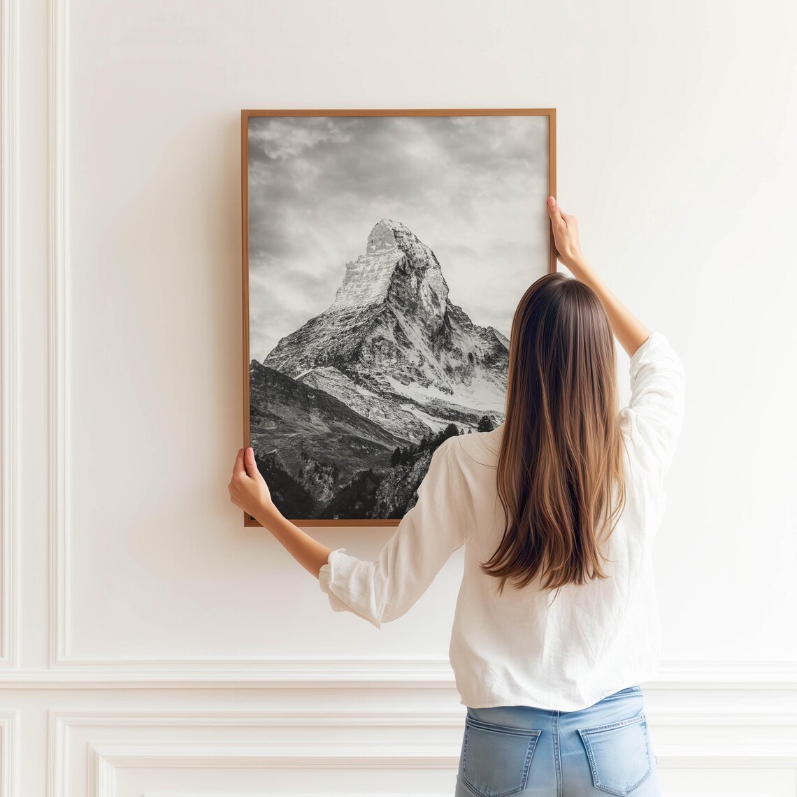 Matterhorn Zermatt Swiss Alps Black And White Art Print - Image 3