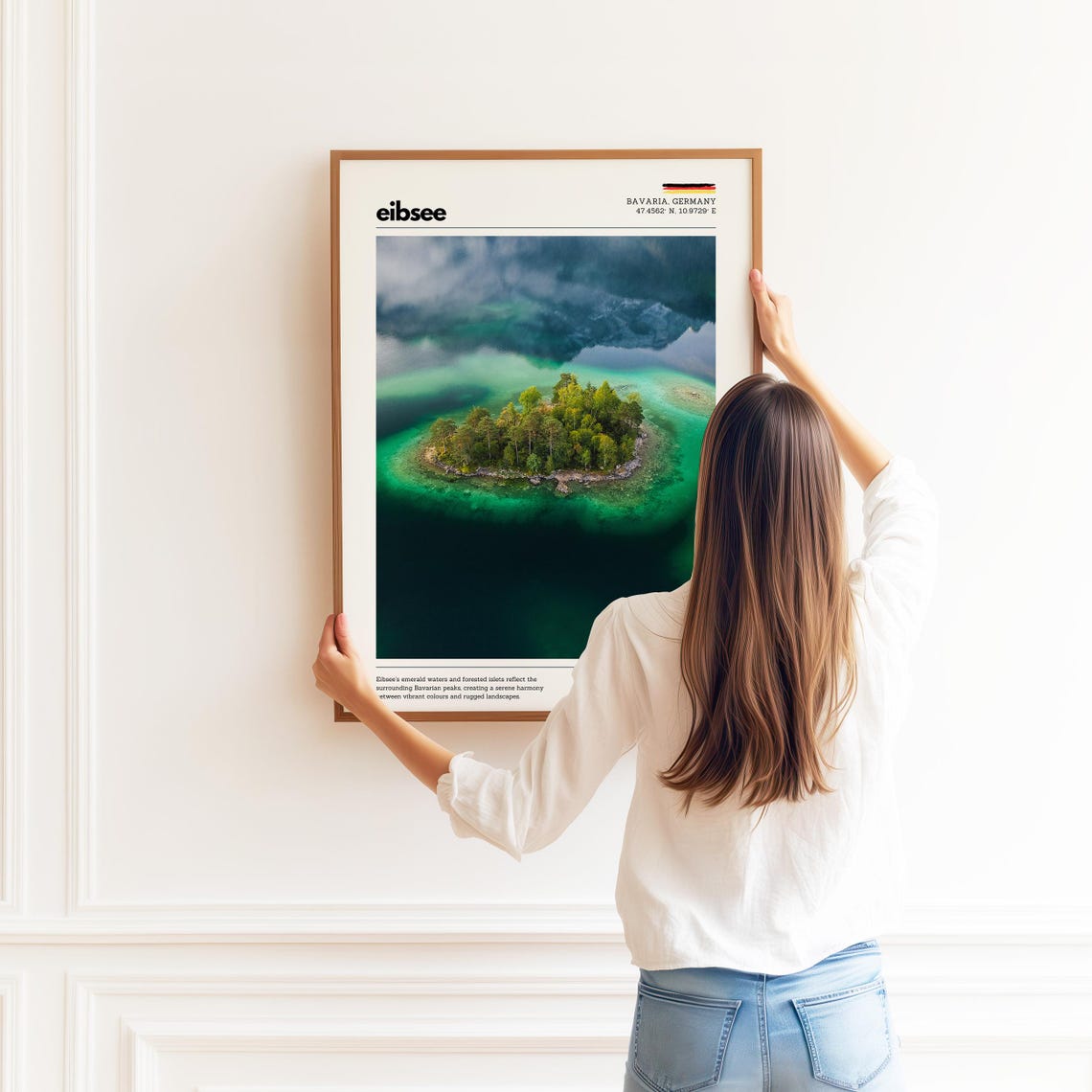 Eibsee Bavaria Germany Emerald Lake Aerial Island View Poster - Image 2