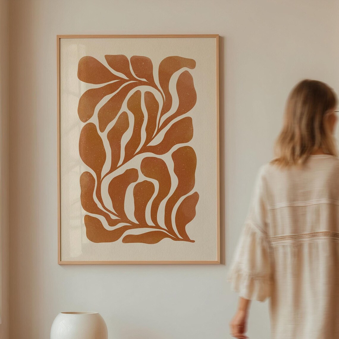 Burnt Orange Botanical Abstract, Mid-Century Art Print - Image 2