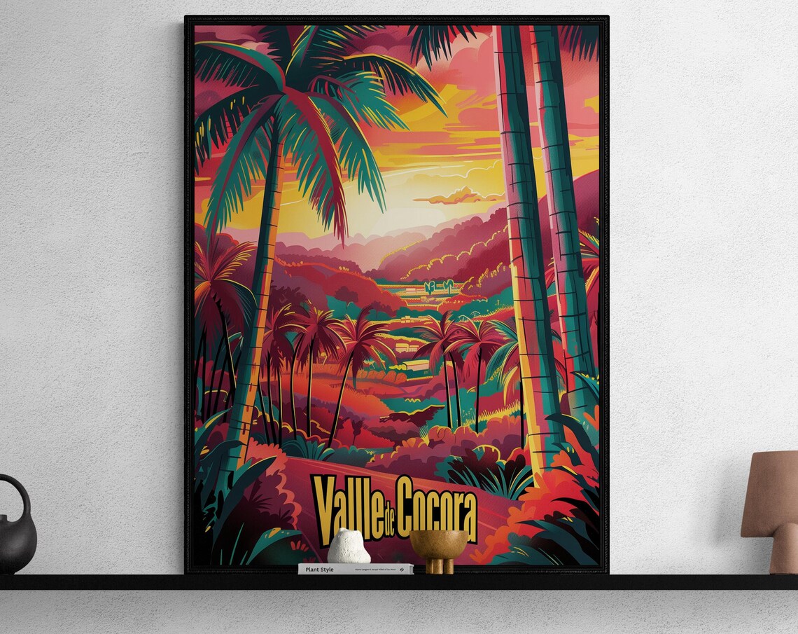 Valle de Cocora Colombia Palm Valley Sunset Vintage Travel Poster