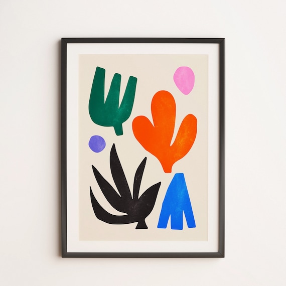 Paper Garden Cutouts By Henri Matisse Retro Matisse Colorful Mid Century Abstract Poster Art Print