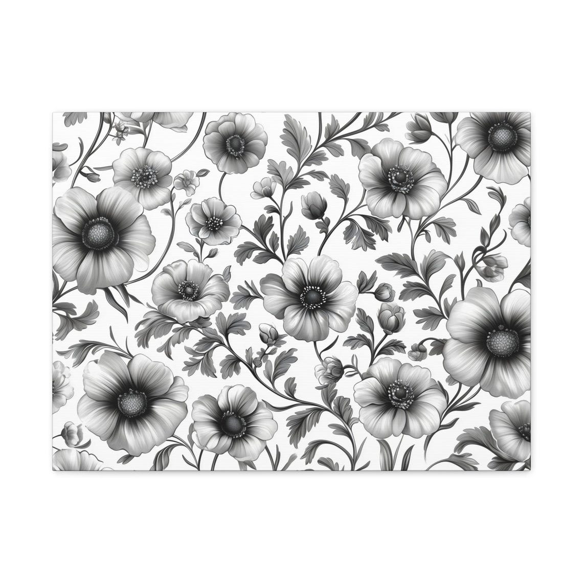 Monochrome Botanical Floral Vine Pattern Elegant Flower Wall Poster - Image 3