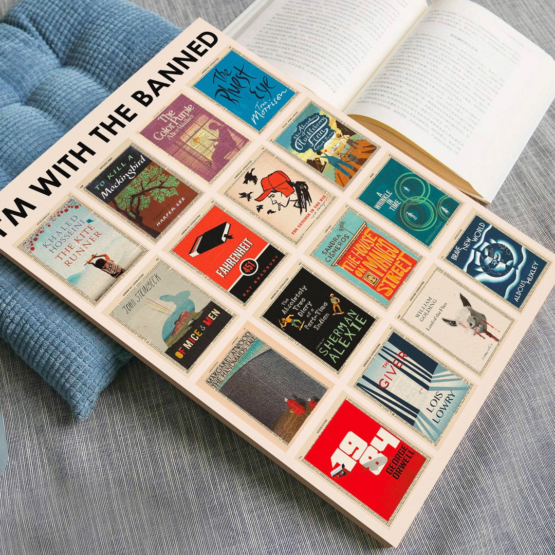 I'm With the Banned Book Covers Grid Literary Collage Poster - Image 3