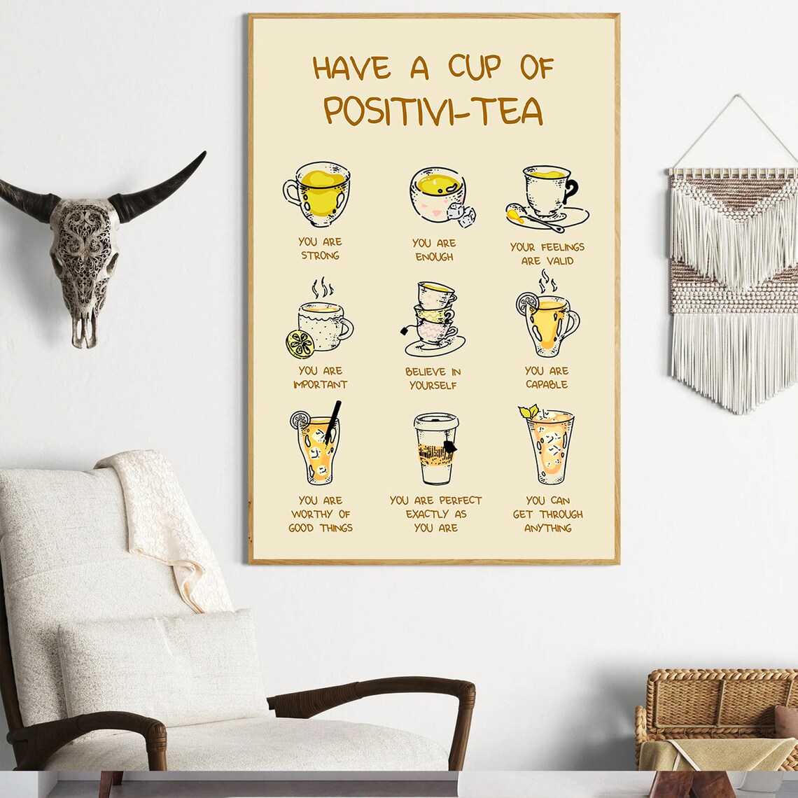 Have a Cup of Positivi Tea Mental Health Affirmations Wall Art - Image 4