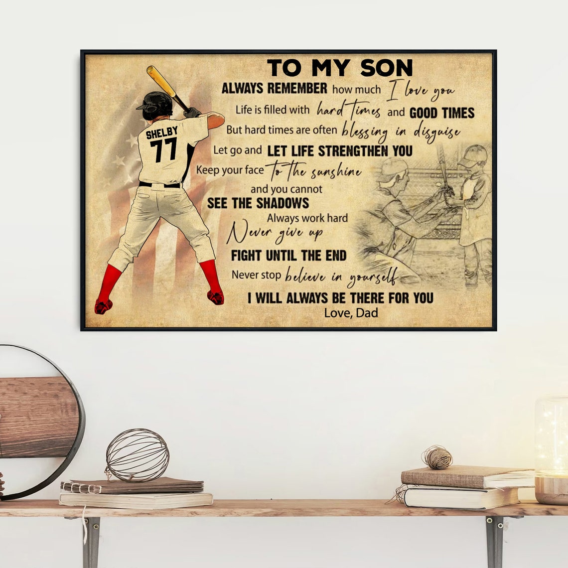 To My Son Baseball Love from Dad Never Give Up Jersey Player Poster - Image 4