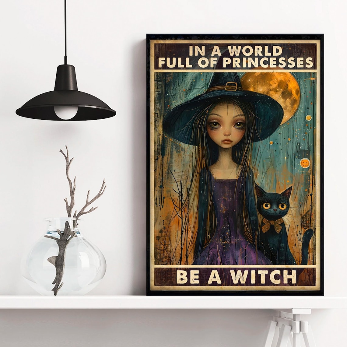 Be A Witch Witchy Black Cat Halloween Art Print - Image 4