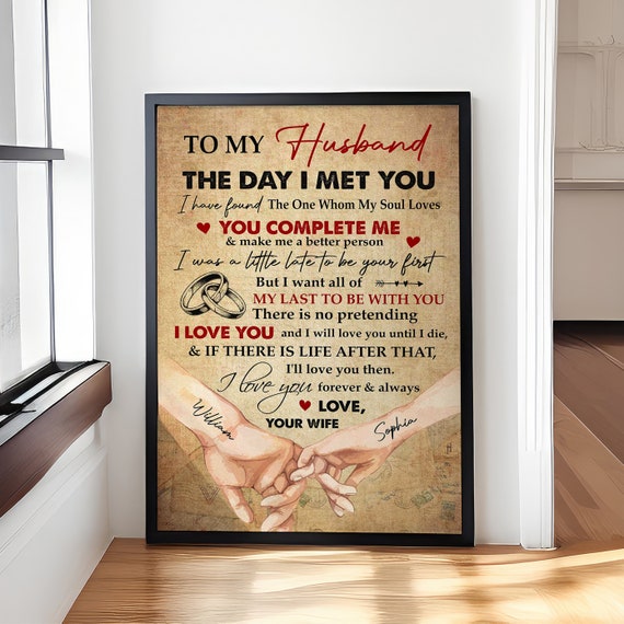 Personalized To My Husband The Day I Met You Canvasposter Couple Wall Art Wedding Anniversary Prints Couple Gift For Boyfriend