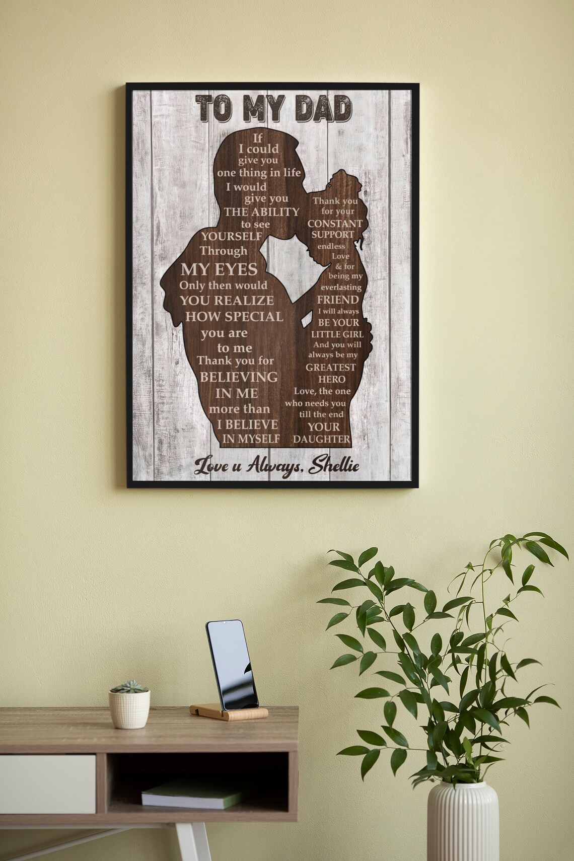 To My Dad Daughter Word Art Silhouette Hero Father's Day Poster - Image 4