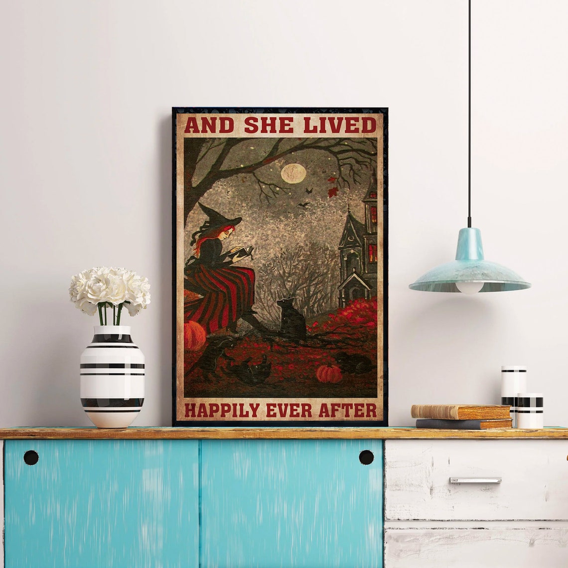 And She Lived Happily Ever After Witch Reading Halloween Poster - Image 3