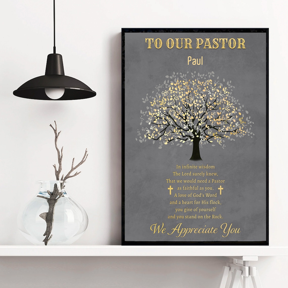 To Our Pastor We Appreciate You Golden Tree of Life Poem Poster - Image 4