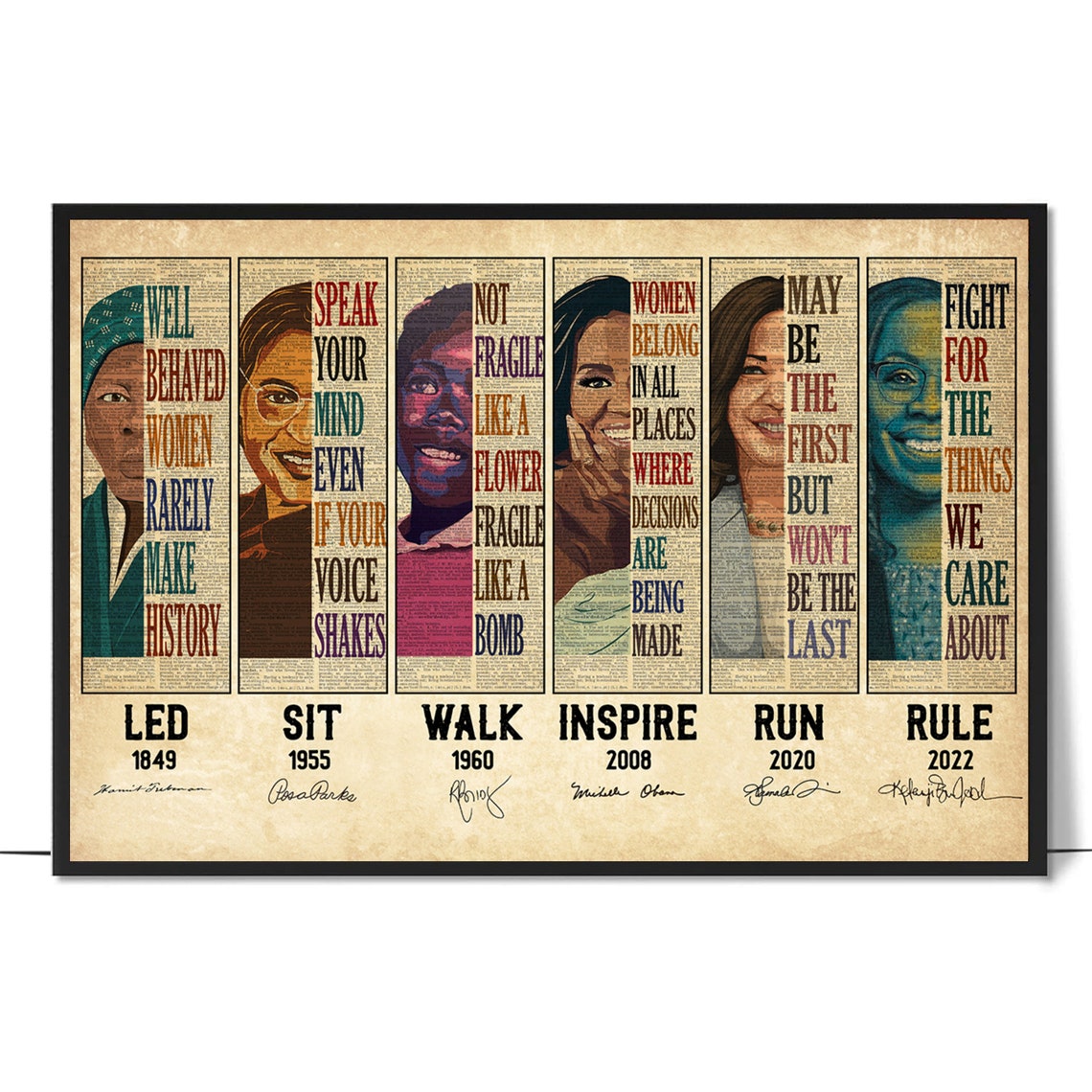 Led Sit Walk Inspire Run Rule Black Women History Timeline Poster