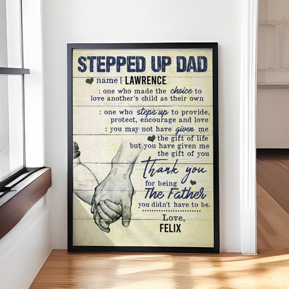 Personalized Stepped Up Dad Fathers Day Gift Canvasposter Fathers Day Birthday Gifts For Step Dad Father Poster Wall Art