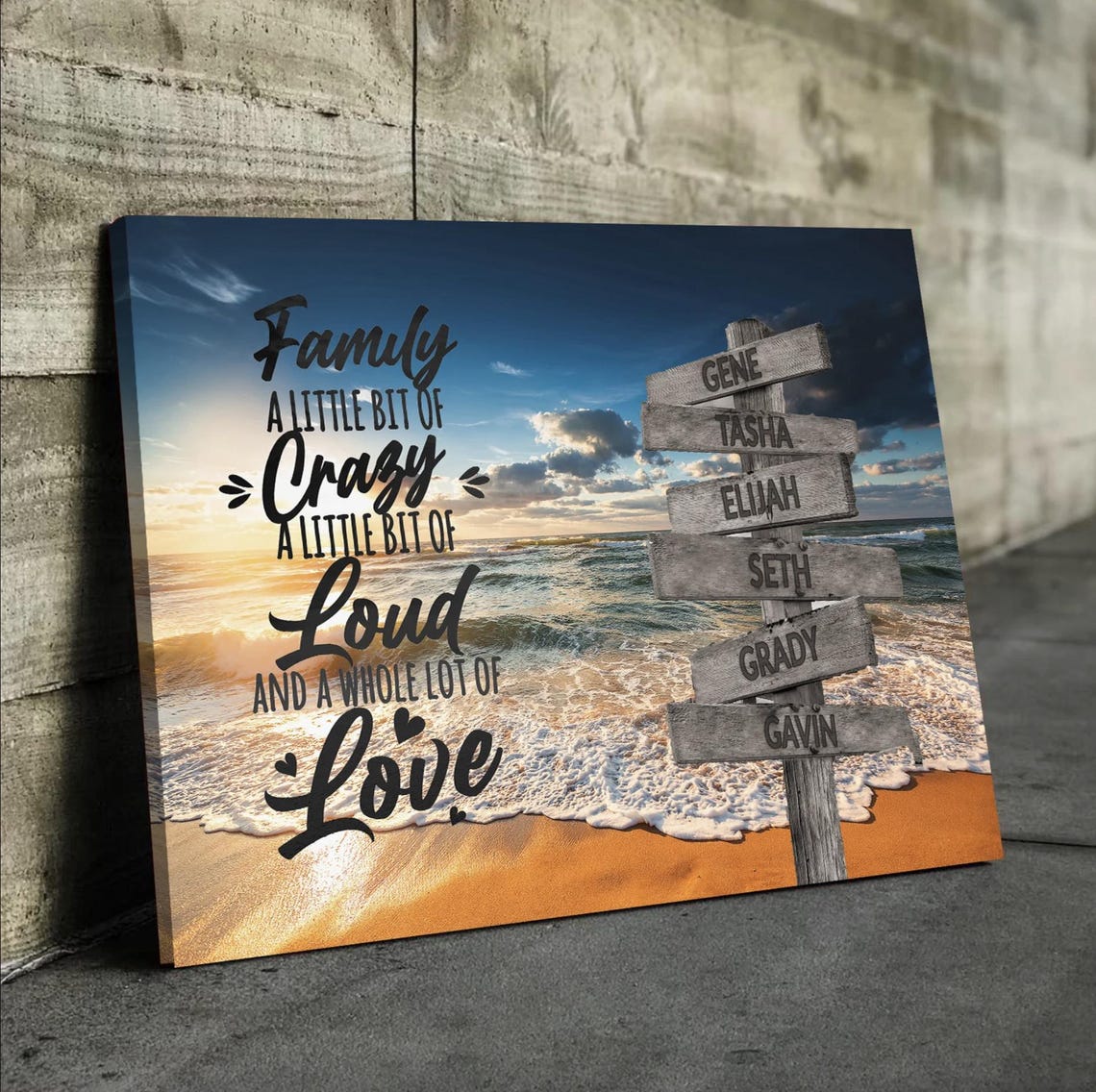 Family A Little Bit Of Crazy Poster Gift For Family Street Sign Custom Wall Art Vintage Wall Art Decor Family Name Sign - Image 2