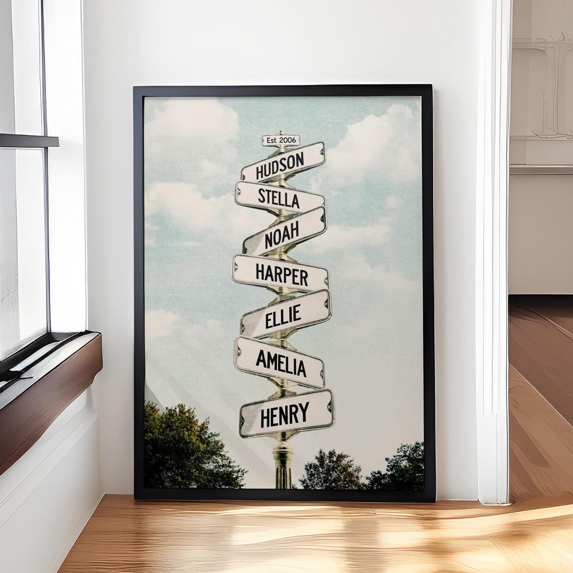 Personalized Family Names Date Of Birth Vintage Street Sign Poster Gift For Family Street Sign Custom Wall Art Gift For Christmas