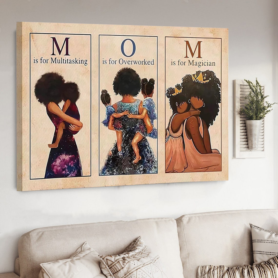 M Is For Multitasking Black Mom Triptych Motherhood Gift Poster - Image 4