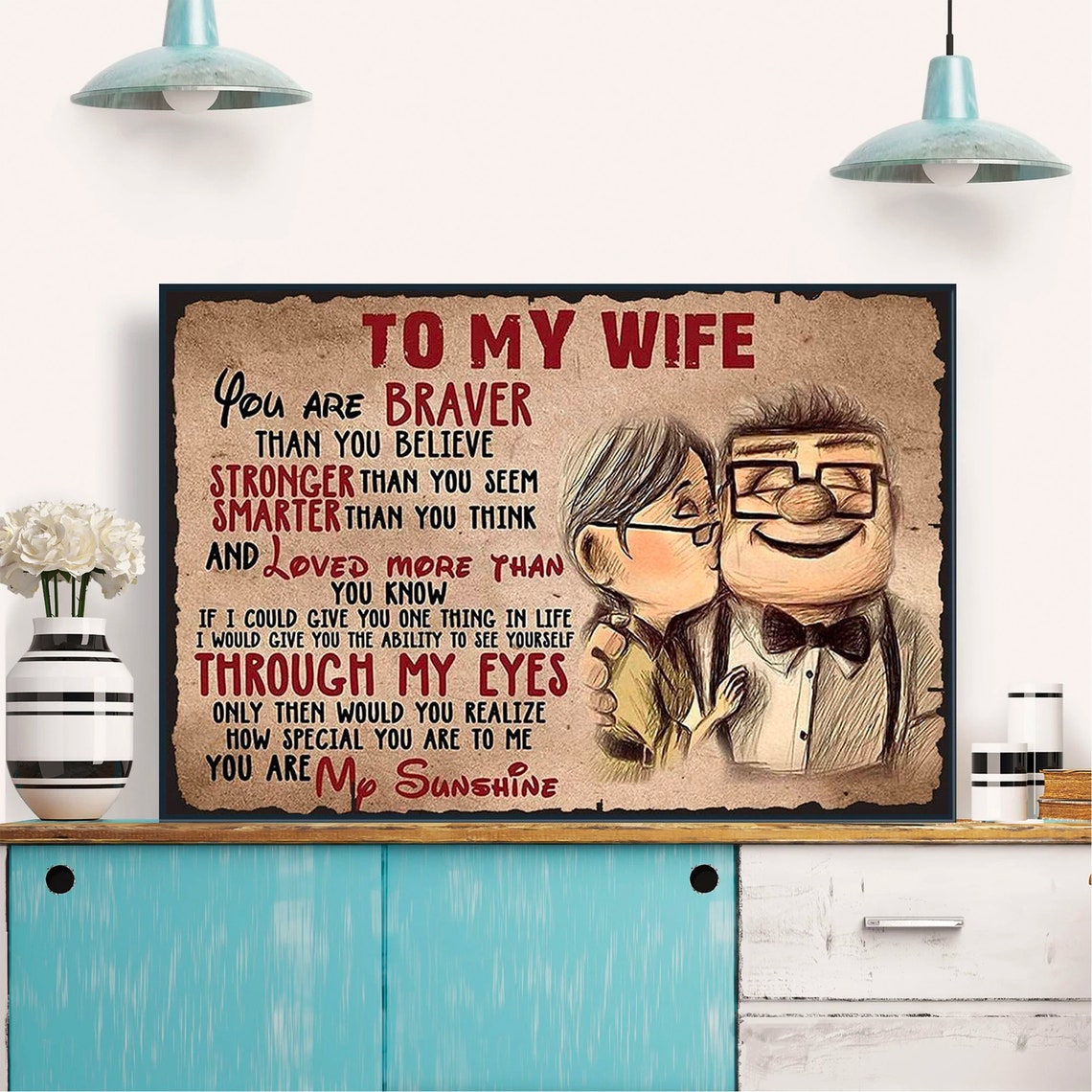To My Wife You Are Braver Than You Believe Gift For Vintage Poster My Sunshine Wife Poster Gift For Wife From Husband - Image 2