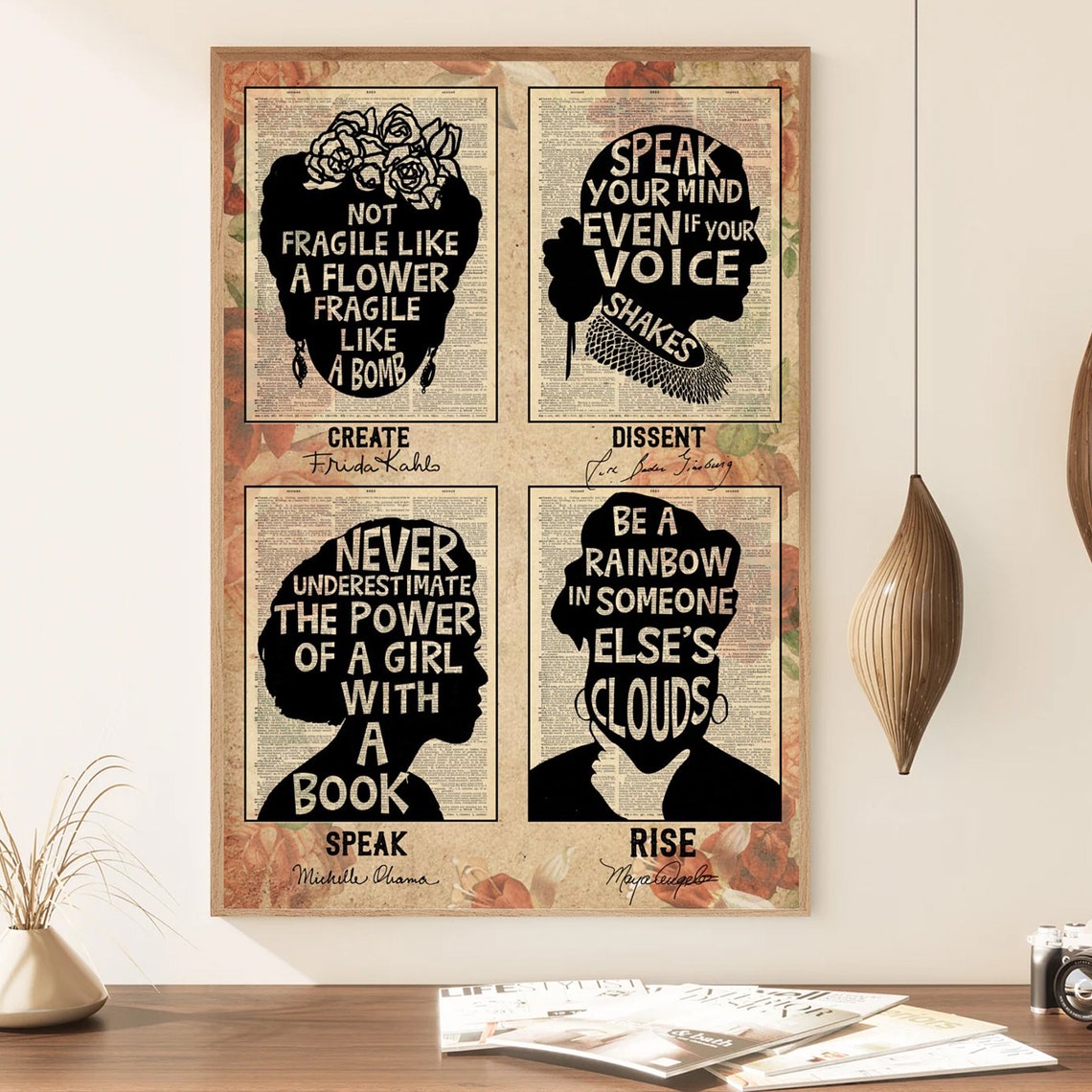 Feminist Quote In Silhouette Poster Women In History Poster Feminist Print Strong Women Vintage Women Speak Womens Rights - Image 3