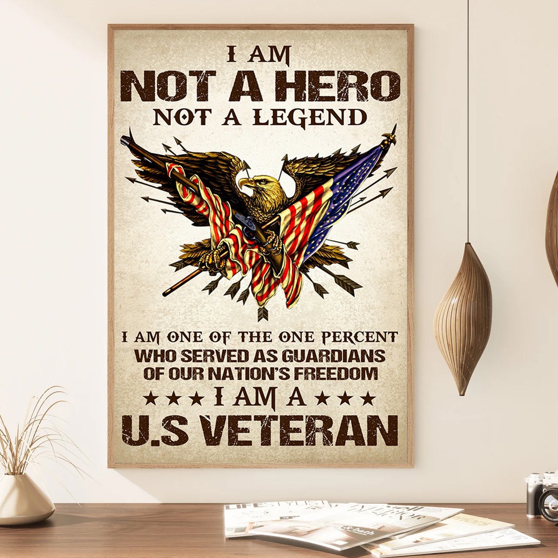 I Am a U.S. Veteran American Eagle Flag Military Tribute Poster - Image 2