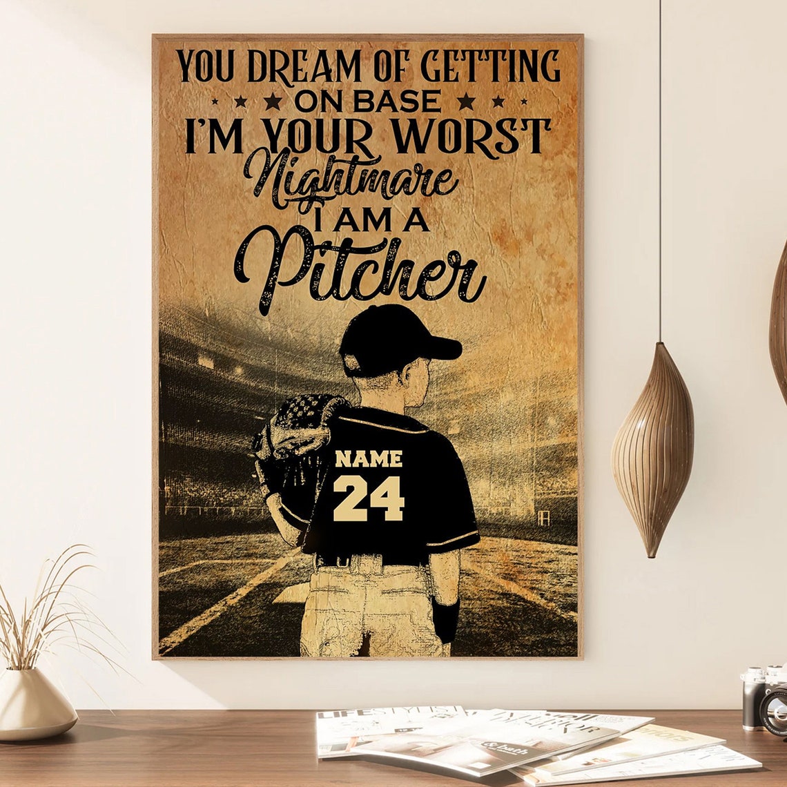 Baseball Pitcher I Am Your Worst Nightmare Vintage Gift Poster - Image 3