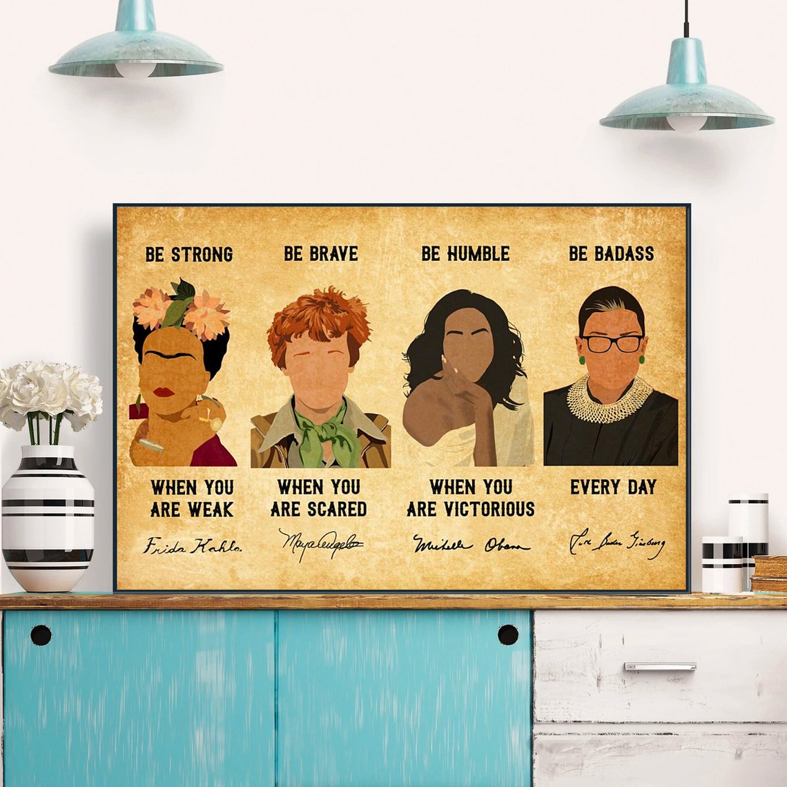 Be Strong Be Brave Be Humble Be Badass Minimalist Women Icons Poster - Image 3
