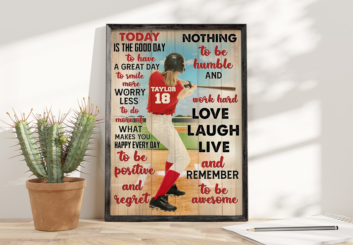 Today Is the Good Day Softball Batter Motivation Quote Poster - Image 4
