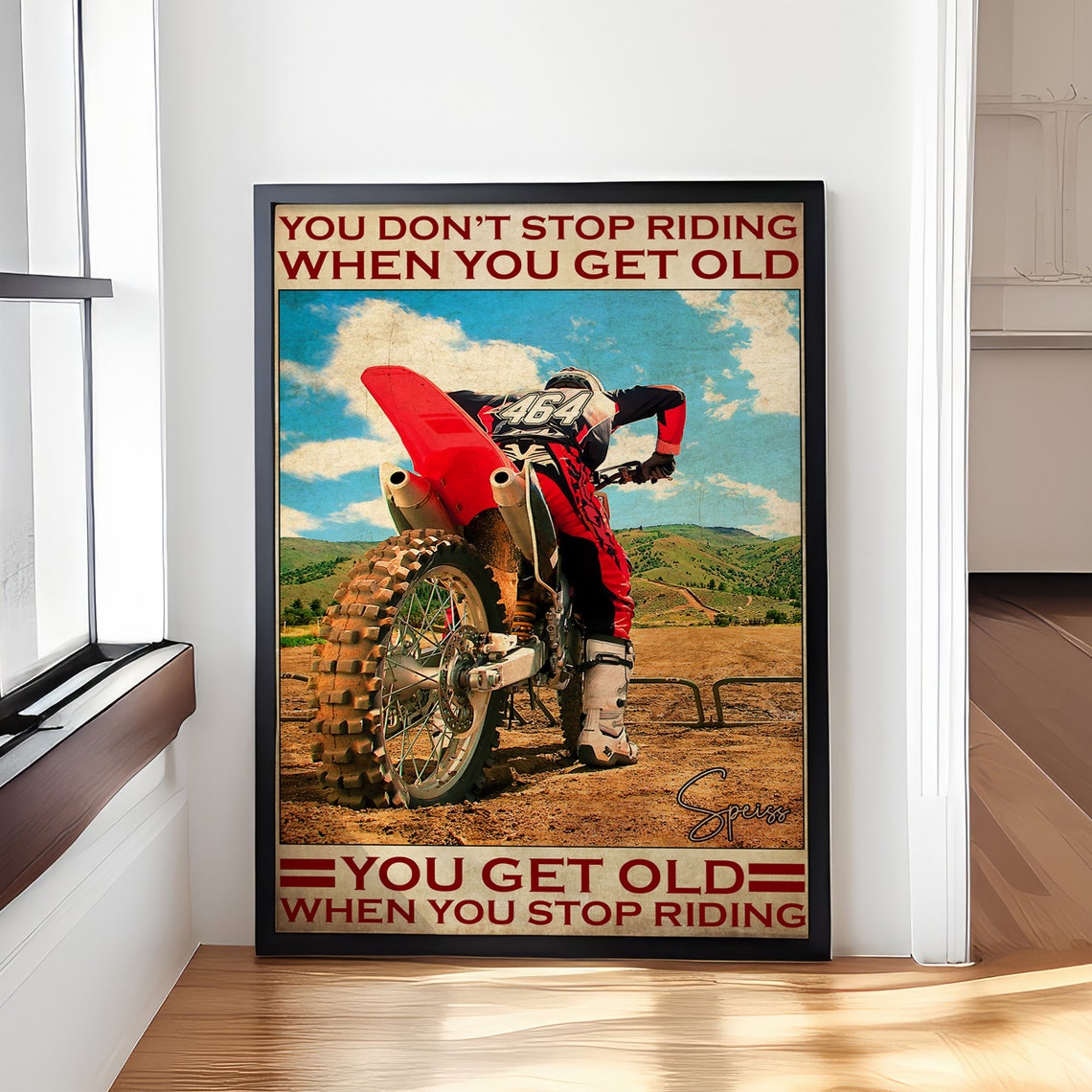 Personalized Motocross Poster With Custom Name Number Vintage Style Dirt Bike Gifts
