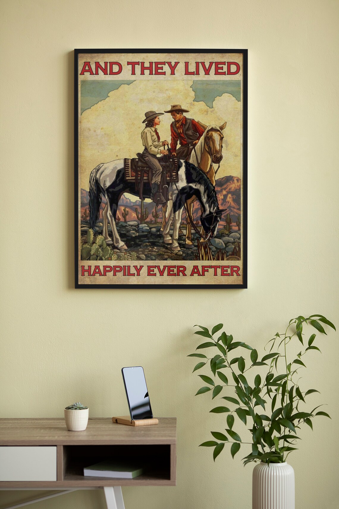 Vintage Retro Cowboy Couple Art Print, Western Decor - Image 3
