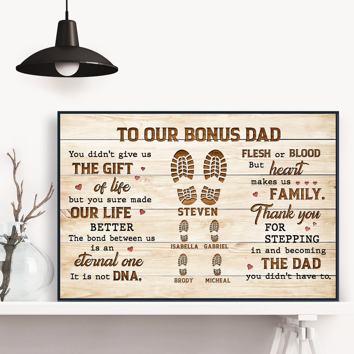 Thank You For Stepping In Personalized Step Up Dad Fathers Day Gift Family Daddy Day Gifts Wall Art - Image 4