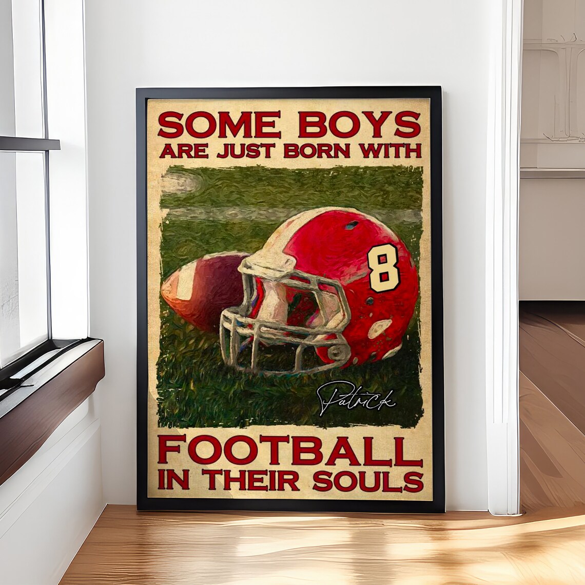 Some Boys Are Just Born With Football In Their Souls Helmet Poster