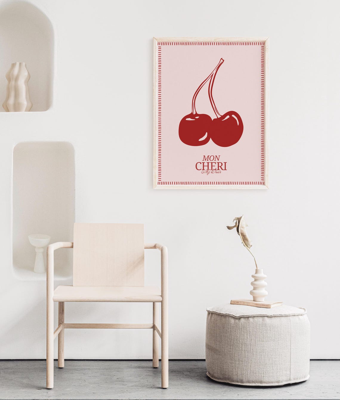 Fun Mon Cheri Cherry Red French Quote Kitchen Wall Decor Poster - Image 3