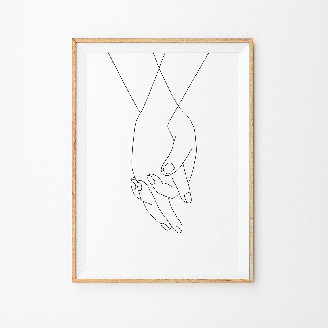 Intertwined Couple Hands Single Line Drawing Minimalist Love Poster