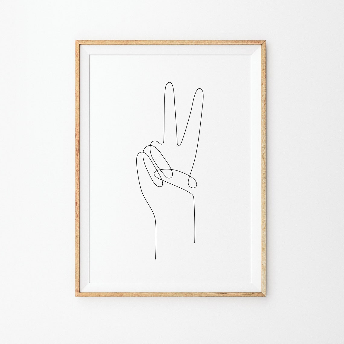 Victory Hand Sign Print Line Art Poster Line Art Minimal Peace Hand Poster Black White Art Line Print Sketch Hand Drawing