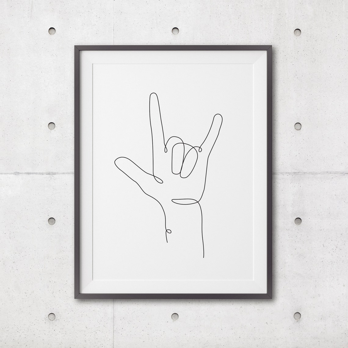 I Love You Hand Sign Print Line Art Poster Line Art Minimal I Love You Hand Poster Black White Art Wall Line Art Prints