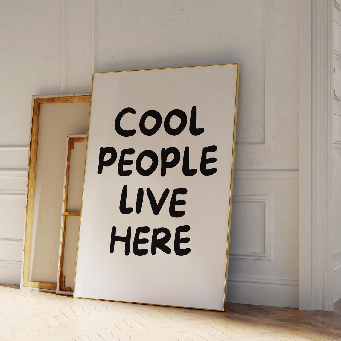 Cool People Live Here Bold Black Modern Apartment Entry Quote Poster