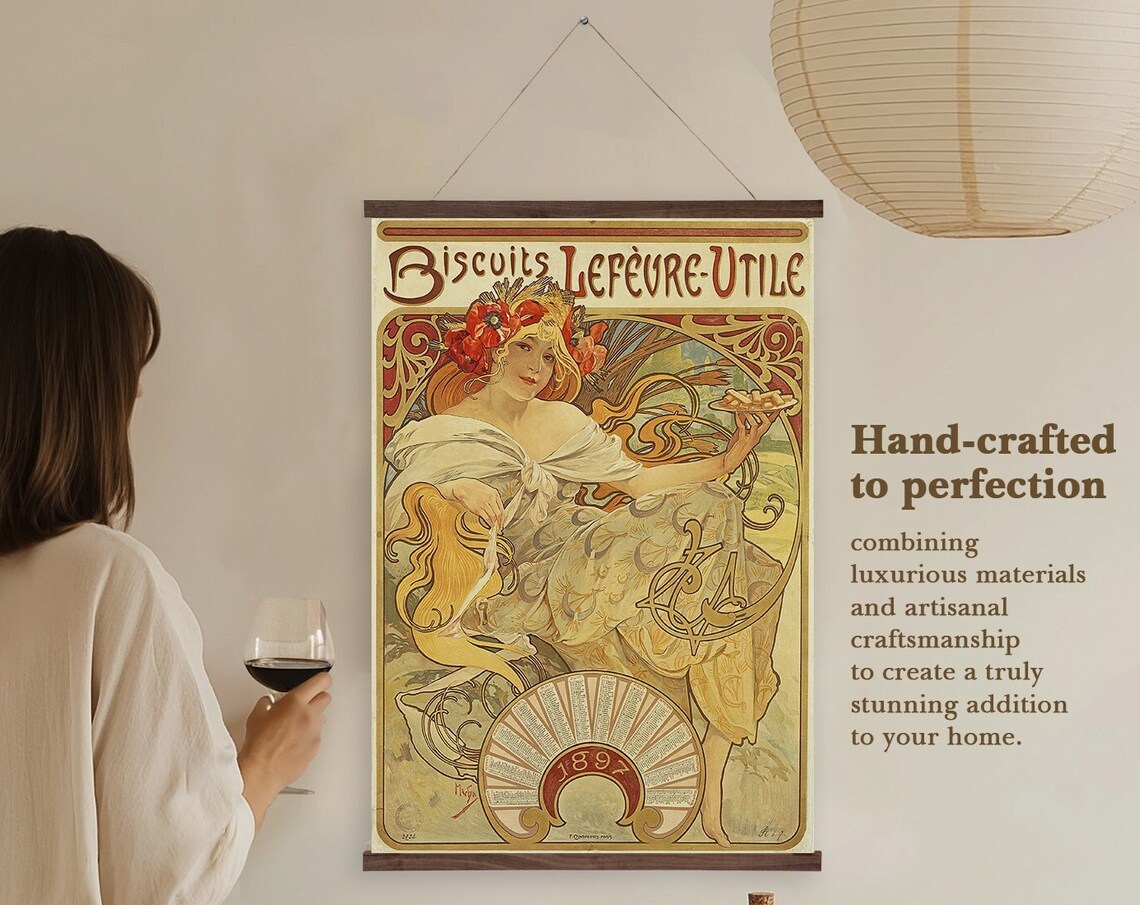 Alphonse Mucha Art Nouveau Biscuits Lefvre Utile 1896 Print