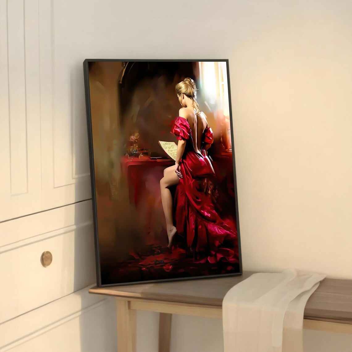 Elegant Lady In Red Dress, Victorian Elegance - Image 5