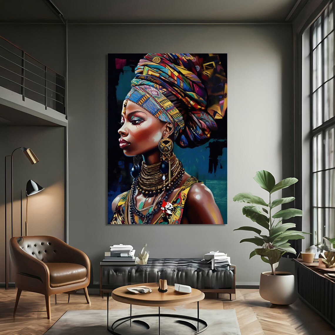 Elegant African Woman Pop Art Painting - Image 3