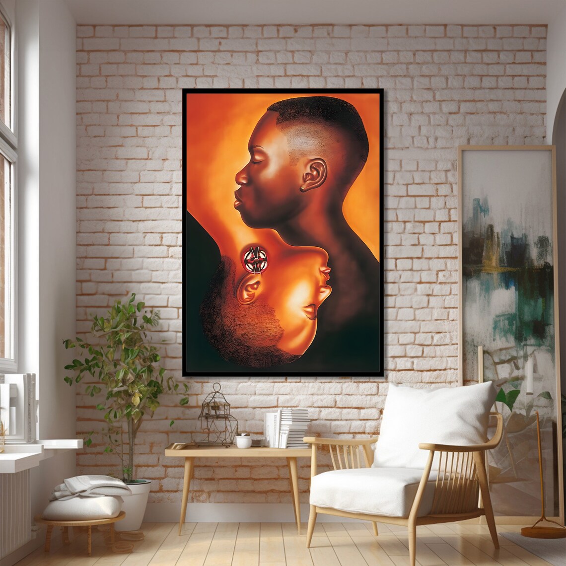 Dynamic Dual Portrait Painting, Bold African Art - Image 2