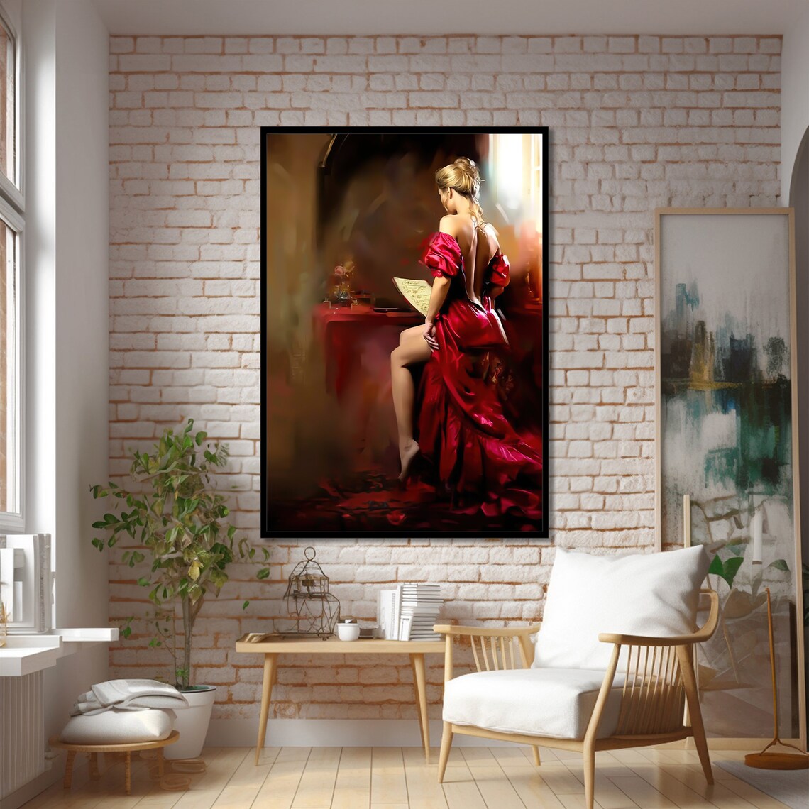 Elegant Lady In Red Dress, Victorian Elegance - Image 2