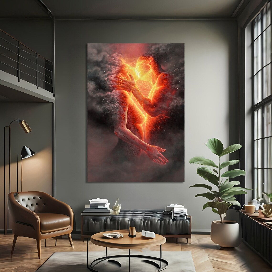 Fiery Embrace Abstract, Modern Home And Office Decor - Image 4