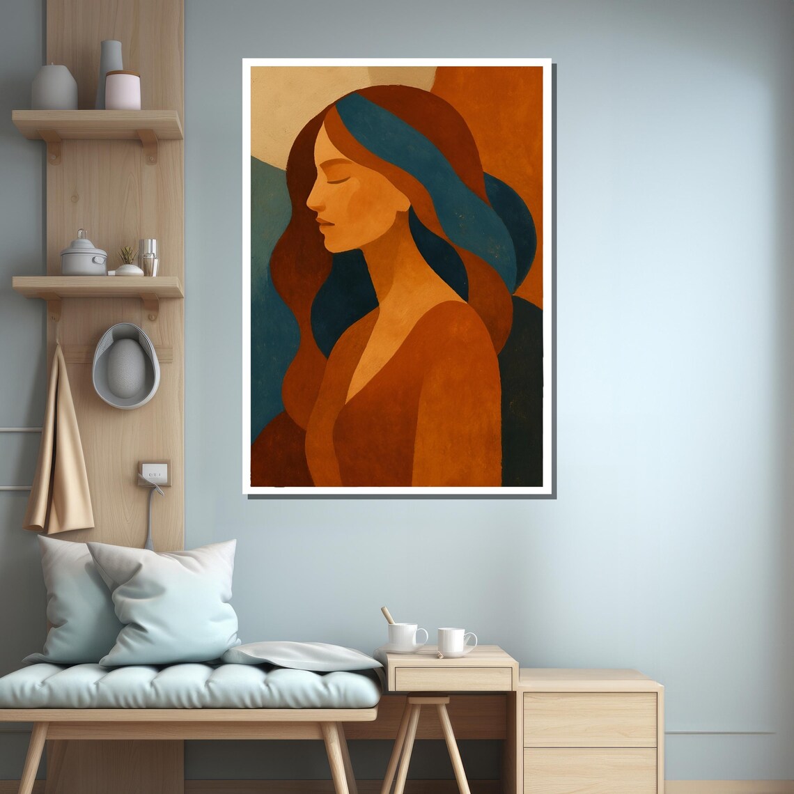 Minimalist Woman Portrait, Modern Boho Art Print - Image 3
