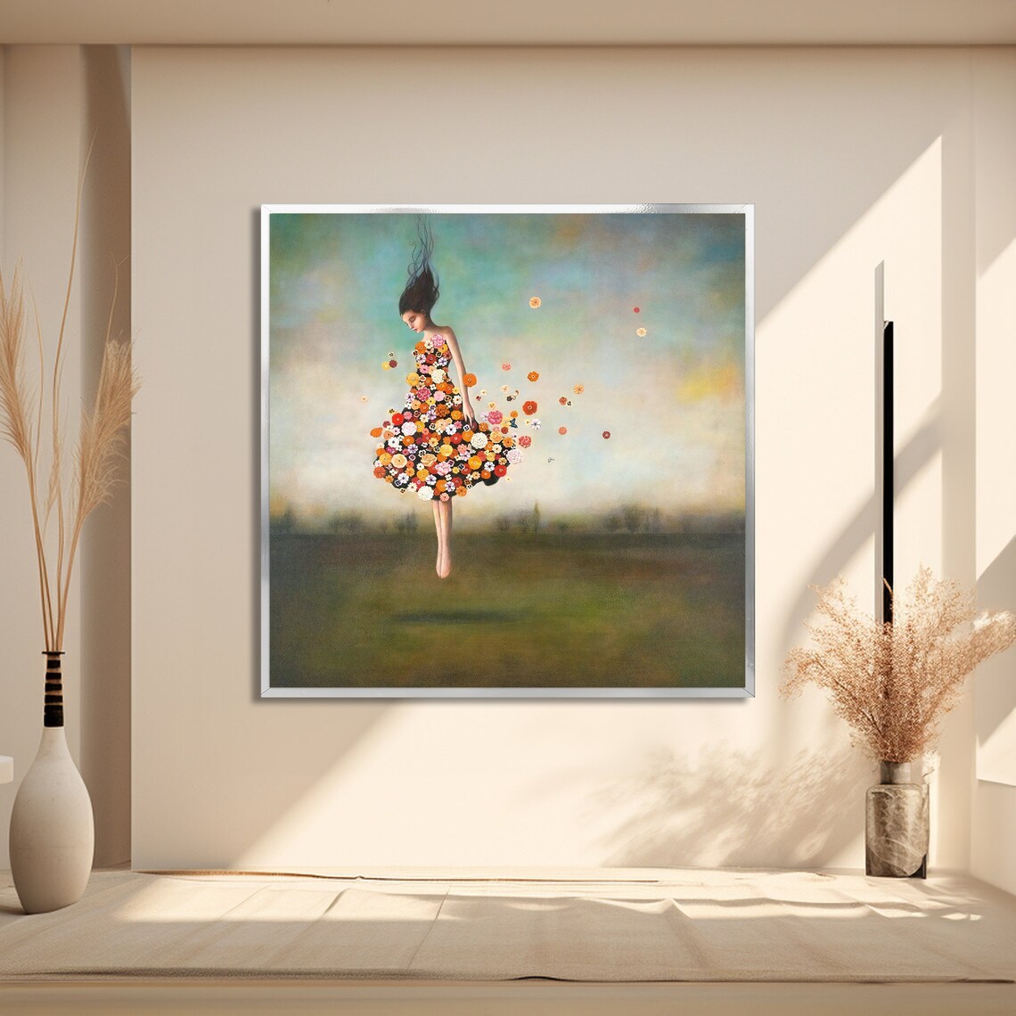 Whimsical Girl In Flower Dress, Surreal Art - Image 2