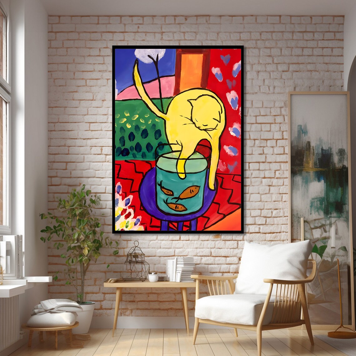 Matisse-Inspired Cat And Fishbowl Art Print - Image 2