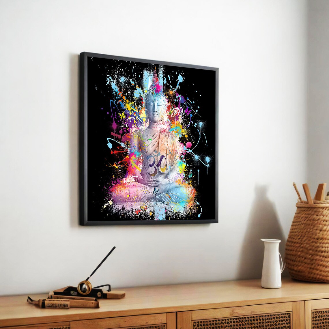 Vibrant Buddha Painting, Om Symbol Meditation Decor - Image 5