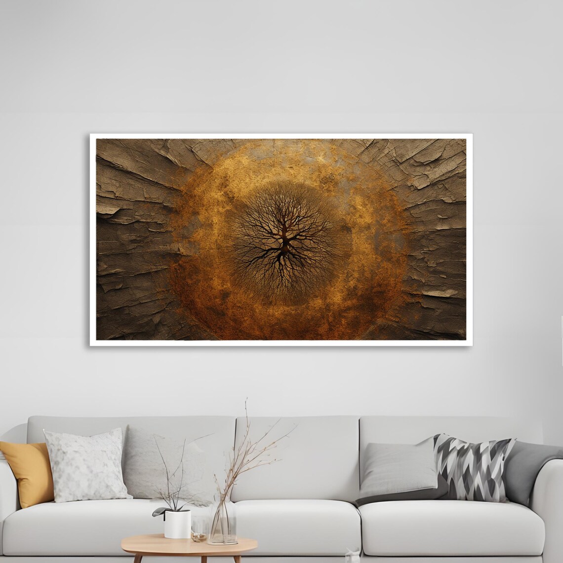 Abstract Golden Tree Of Life, Modern Painting - Image 2