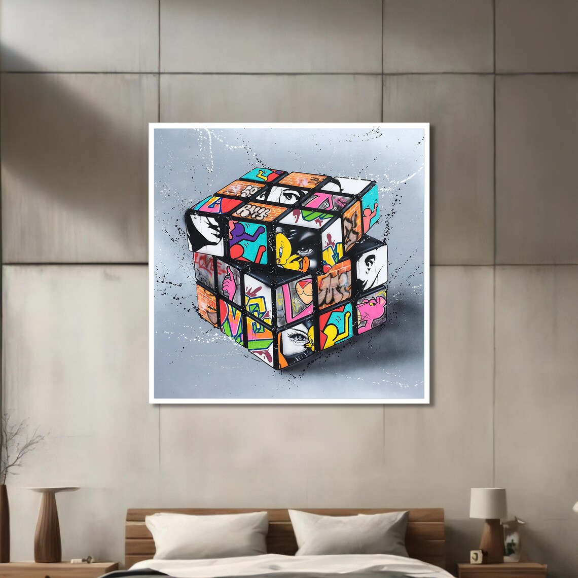 Graffiti Rubiks Cube, Urban Street Art Poster - Image 3