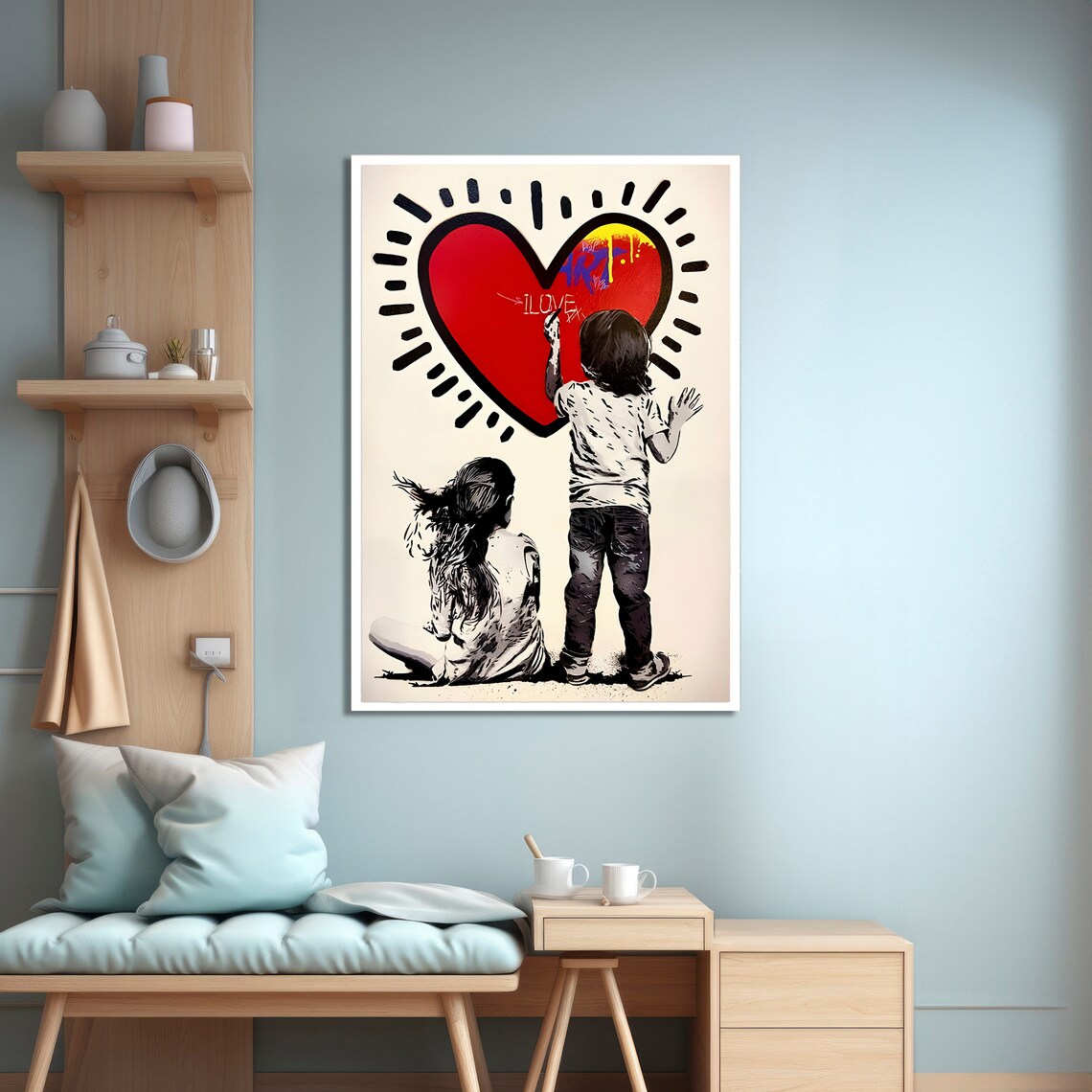 Children Drawing Love Heart Graffiti, Pop Art - Image 4
